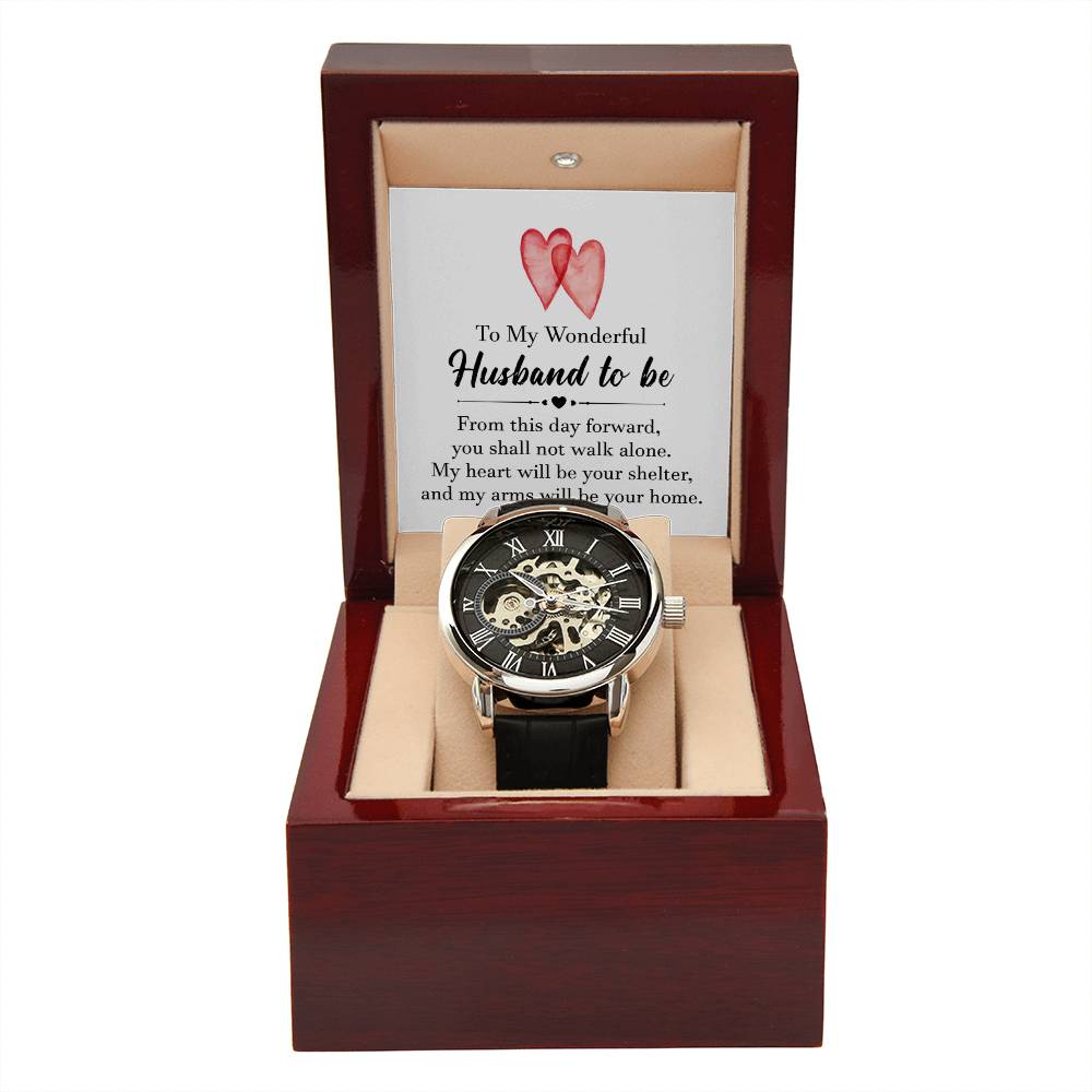 To My Wonderful Husband To Be Men's Openwork Watch.