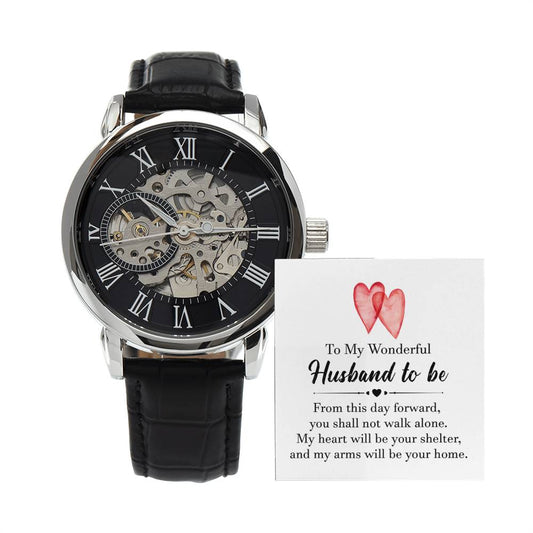 To My Wonderful Husband To Be Men's Openwork Watch.