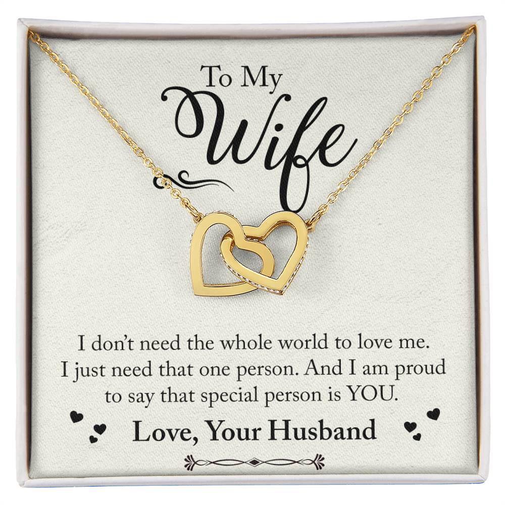 To My Wife Interlocking Hearts Necklace.