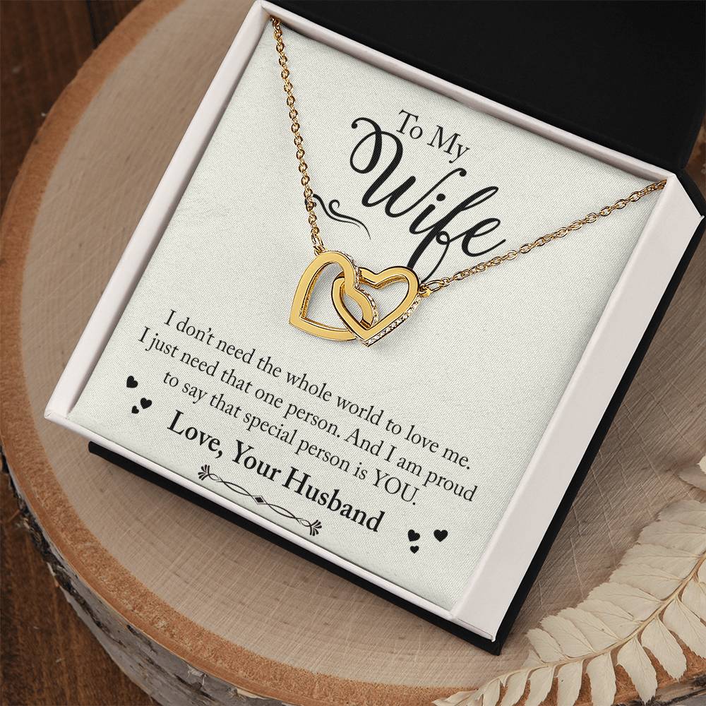 To My Wife Interlocking Hearts Necklace.