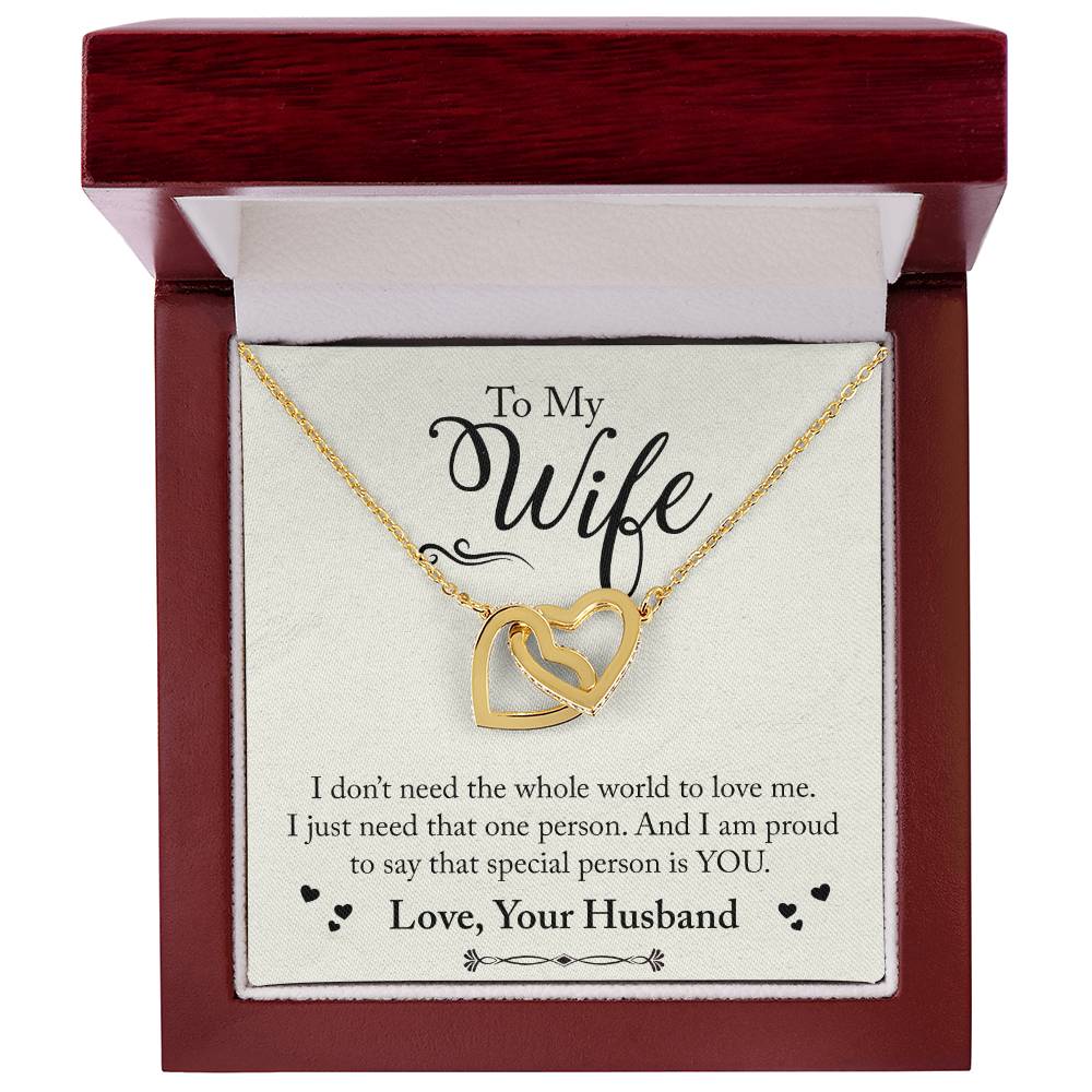 To My Wife Interlocking Hearts Necklace.