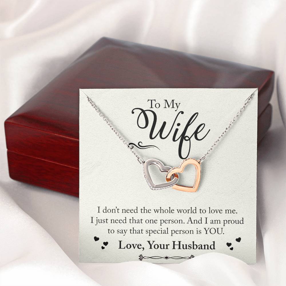 To My Wife Interlocking Hearts Necklace.