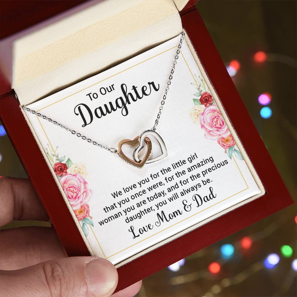 To Our Daughter Interlocking Hearts Necklace