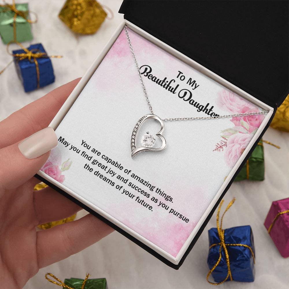 To My Beautiful Daughter Forever Love Necklace