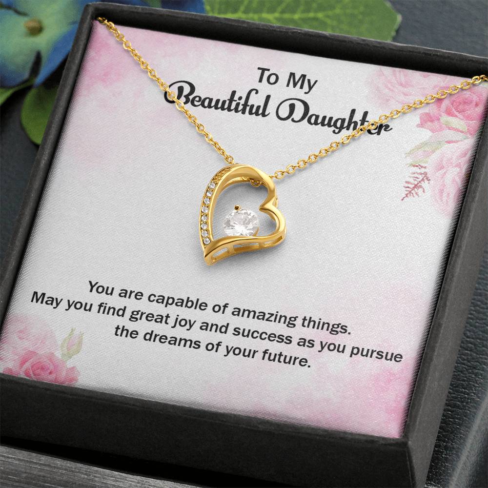 To My Beautiful Daughter Forever Love Necklace